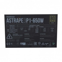 Alimentatore Atx Modulare Gamdias Astrape P1-650G RGB 80+ Gold 650w PFC Attivo con Ventola RGB Rainbow 140mm
