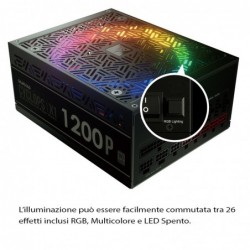 Alimentatore Atx Modulare Gamdias Cyclops X1-1200P RGB 80+ Paltinum 1200w PFC Attivo con Ventola RGB Rainbow 140mm