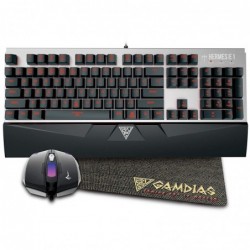 Kit Tastiera e Mouse 3200dpi Gaming Gamdias Meccanica Hermes E1 Combo Usb Switch Brown (Gamdias) con Led Rossi - Layout UK