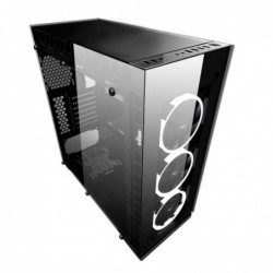 Case Atx Tower Aigo Crystal Black 0.6mm SPCC 4*USB3.0/2.0 3*Fan RGB Halo Front Top & Dual Side Glass