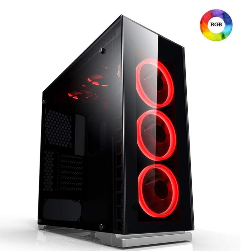 Case Atx Tower Aigo Crystal White 0.6mm SPCC 4*USB3.0/2.0 5*Fan RGB Halo Front Top & Dual Side Vetro Temperato