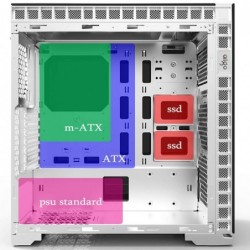 Case Atx Tower Aigo Crystal White 0.6mm SPCC 4*USB3.0/2.0 5*Fan RGB Halo Front Top & Dual Side Vetro Temperato