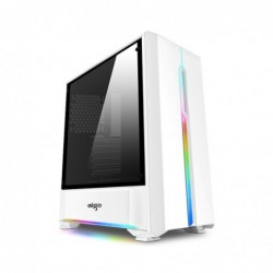 Case Atx Middle Tower Aigo T20 White 0.90MM SPCC 2*USB3.0 2*Strip Rainbow Side Glass