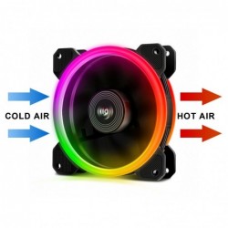 Ventola Aigo DR12 Black (Kit 5pcs con Controller) 1200Rpm 16 LED Dual Halo RGB Rainbow 120x120x25mm 6Pin Antivibration