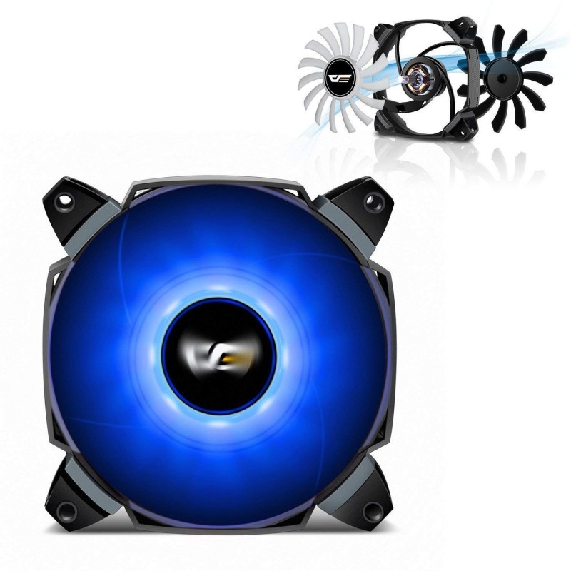 Ventola Aigo 120 Darkstorm ZR12 Dual Fan Black 500-1500Rpm Led Blu 120x120x30mm Pwm 4Pin/4Pin Molex