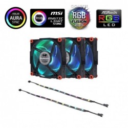 Ventola In Win Aurora Black (Kit 3pcs con Controller) 1400Rpm Rainbow Rgb 120mm 6Pin 2*Strip Rainbow Sync 5V