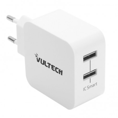 Alimentatore Caricatore da Rete Vultech CC-224WH 2x Usb 4,8A 24W