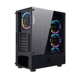 Case Atx Noua Demon T8 Black 0.50MM SPCC 3*USB3.0/2.0 4*Fan Dual Halo Rgb Rainbow Addressable Front Half Mesh Side Glass