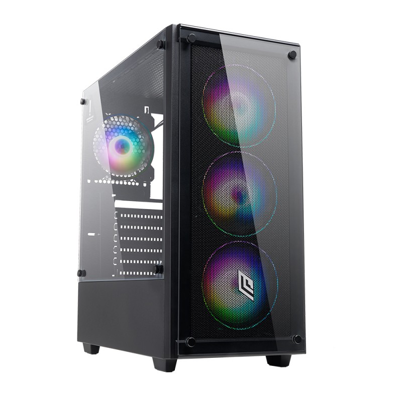 Case Atx Noua Demon T9 Black 0.60mm SPCC 3*USB3.0/2.0 4*Fan Rgb Rainbow Front & Side Glass