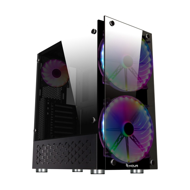 Case Atx Noua Demon T2 Black 0.65MM SPCC 3*USB3.0/2.0 3*Fan Rgb Rainbow Front & Side Glass