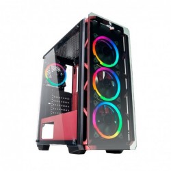 Case Atx Noua Cool G2 Pink 0.6MM SPCC 3*USB3.0/2.0 4*Fan Dual Halo Rgb Rainbow Front & Dual Side Glass