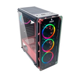 Case Atx Noua Cool G2 Pink 0.6MM SPCC 3*USB3.0/2.0 4*Fan Dual Halo Rgb Rainbow Front & Dual Side Glass