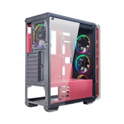 Case Atx Noua Cool G2 Pink 0.6MM SPCC 3*USB3.0/2.0 4*Fan Dual Halo Rgb Rainbow Front & Dual Side Glass