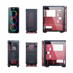 Case Atx Noua Cool G2 Pink 0.6MM SPCC 3*USB3.0/2.0 4*Fan Dual Halo Rgb Rainbow Front & Dual Side Glass