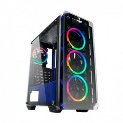 Case Atx Noua Cool G4 Blu 0.6MM SPCC 3*USB3.0/2.0 4*Fan Dual Halo Rgb Rainbow Front & Dual Side Glass