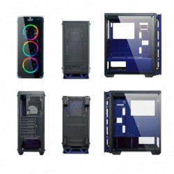 Case Atx Noua Cool G4 Blu 0.6MM SPCC 3*USB3.0/2.0 4*Fan Dual Halo Rgb Rainbow Front & Dual Side Glass