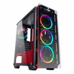 Case Atx Noua Cool G6 Red 0.6MM SPCC 3*USB3.0/2.0 4*Fan Dual Halo Rgb Rainbow Front & Dual Side Glass