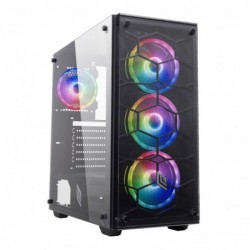 Case Atx Noua Utopia F1 Black 0.70mm SPCC 3*USB3.0/2.0 4*Fan Triplo Halo Rgb Rainbow Addressable Front & Side Glass