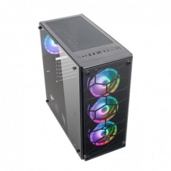 Case Atx Noua Utopia F1 Black 0.70mm SPCC 3*USB3.0/2.0 4*Fan Triplo Halo Rgb Rainbow Addressable Front & Side Glass