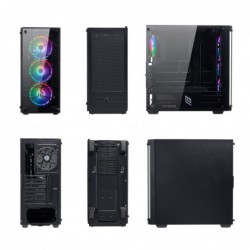 Case Atx Noua Utopia F1 Black 0.70mm SPCC 3*USB3.0/2.0 4*Fan Triplo Halo Rgb Rainbow Addressable Front & Side Glass