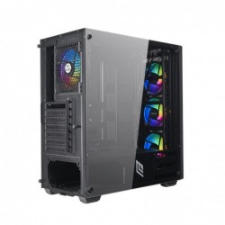 Case Atx Noua Utopia F2 Black 0.70mm SPCC 3*USB3.0/2.0 4*Fan Triplo Halo Slim Rgb Rainbow Addressable Front & Side Glass