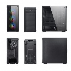 Case Atx Noua Utopia F2 Black 0.70mm SPCC 3*USB3.0/2.0 4*Fan Triplo Halo Slim Rgb Rainbow Addressable Front & Side Glass