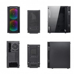 Case Atx Noua Nexus P2 Black 0.50MM SPCC 3*USB3.0/2.0 3*Fan Dual Halo Rgb Rainbow Addressable Front ABS & Side Glass