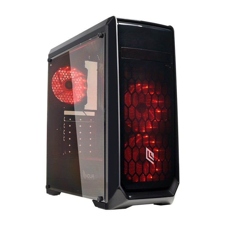 Case Atx Noua Noob X2 Black 0.50MM SPCC 3*USB3.0/2.0 3*Fan 15 Led Rosso Side Full Plexiglass Case Atx Noua Noob X2 Black 0.50MM SPCC 3*USB3.0/2.0 3*Fan 15 Led Rosso Side Full Plexiglass