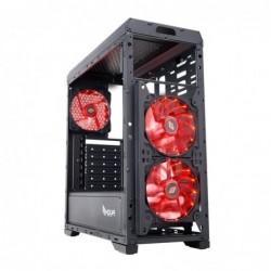 Case Atx Noua Noob X4 Black 0.55MM SPCC 3*USB3.0/2.0 3*Fan 15 Led Rosso Side Full Plexiglass