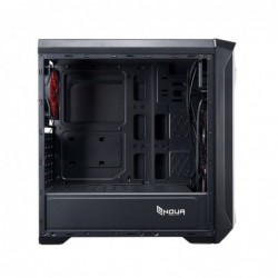 Case Atx Noua Noob X4 Black 0.55MM SPCC 3*USB3.0/2.0 3*Fan 15 Led Rosso Side Full Plexiglass