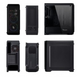 Case Atx Noua Noob X6 Black 0.5mm SPCC 3*USB3.0/2.0 3*Fan Dual Halo Slim Addressable Side Glass