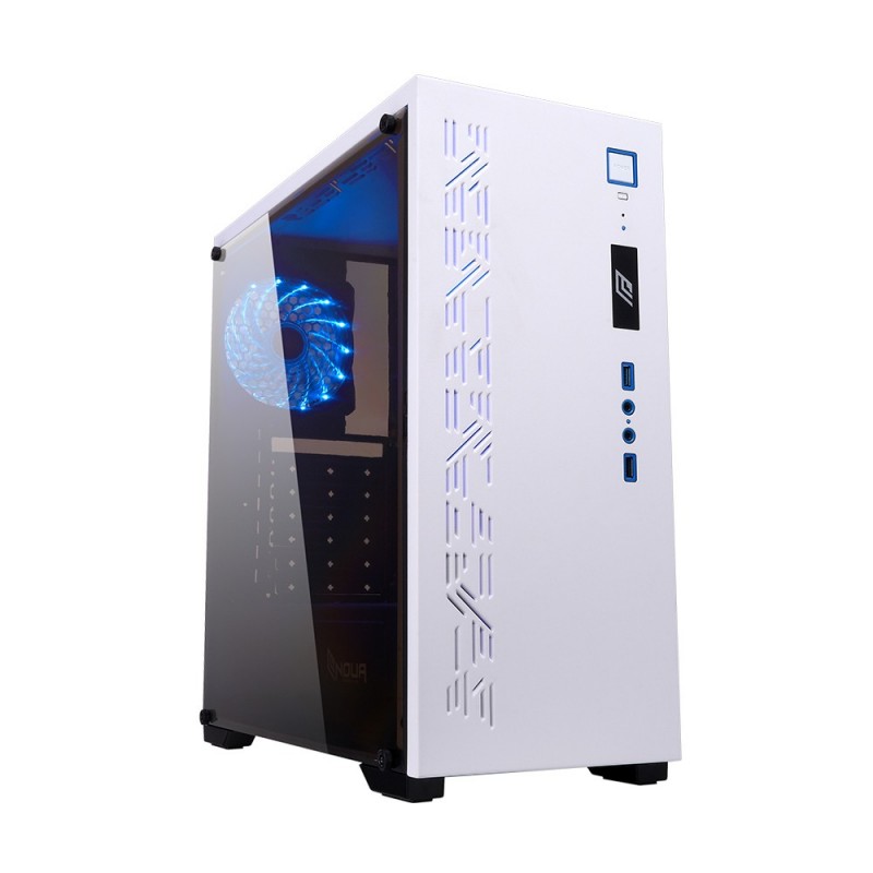 Case Atx Noua Noob X7 White 0.55MM SPCC 2*USB3.0/2.0 1*Fan 15 Led Blu Side Full Plexiglass Case Atx Noua Noob X7 White 0.55MM SPCC 2*USB3.0/2.0 1*Fan 15 Led Blu Side Full Plexiglass