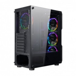 Case Atx Noua Smash S1 Black 0.45MM SPCC 3*USB3.0/2.0 4*Fan Dual Halo Rgb Rainbow Addressable Front Mesh Side Glass