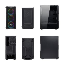 Case Atx Noua Smash S1 Black 0.45MM SPCC 3*USB3.0/2.0 4*Fan Dual Halo Rgb Rainbow Addressable Front Mesh Side Glass