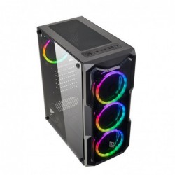 Case Atx Noua Smash S2 Black 0.45MM SPCC 3*USB3.0/2.0 4*Fan Dual Halo Rgb Rainbow Addressable Front Plexi Side Glass