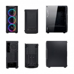 Case Atx Noua Smash S2 Black 0.45MM SPCC 3*USB3.0/2.0 4*Fan Dual Halo Rgb Rainbow Addressable Front Plexi Side Glass