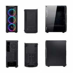 Case Atx Noua Smash S2 Black 0.45MM SPCC 3*USB3.0/2.0 4*Fan Dual Halo Rgb Rainbow Addressable Front Plexi Side Glass