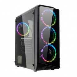 Case Atx Noua Smash S3 Black 0.50MM SPCC 3*USB3.0/2.0 4*Fan Dual Halo Rgb Rainbow Addressable Front & Side Glass