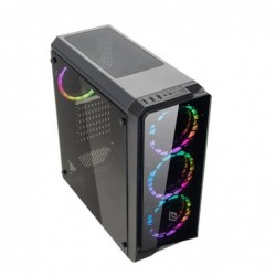 Case Atx Noua Smash S3 Black 0.50MM SPCC 3*USB3.0/2.0 4*Fan Dual Halo Rgb Rainbow Addressable Front & Side Glass