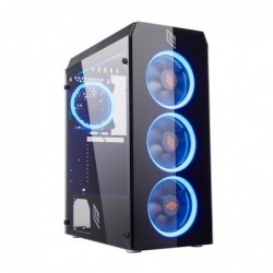 Case Atx Noua Smash S5 Black 0.50MM SPCC 3*USB3.0/2.0 4*Fan 40 Led Dual Halo Blu Side Glass