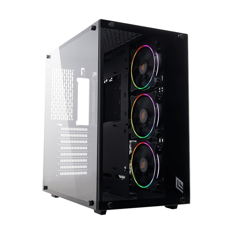 Case Atx Noua Vision Z3 Black 0.8MM SPCC 4*USB3.0/2.0 3*Fan Dual Halo Slim 3pin 5V Front & Side Glass