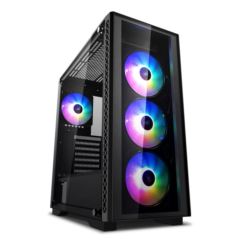 Case Atx Tower Deepcool Matrexx 50 Black 0.6mm SPCC 4*Fan Rgb Rainbow 5V Sync Front & Side Glass