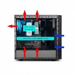 Case Atx Middle Tower Deepcool Visckase Black 0.6MM SPCC 2*USB3.0/2.0 Side Half Acrylic