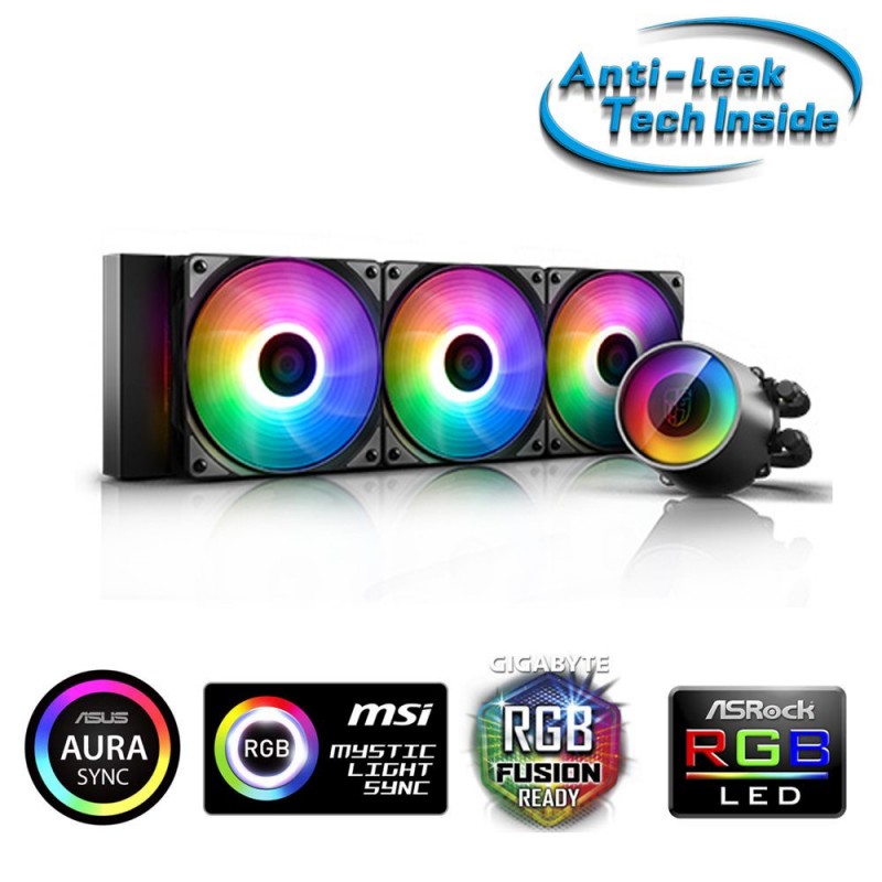 Dissipatore a Liquido Deepcool Castle 360 V2 Anti-Leak Rainbow per CPU Intel & Amd AM4 3*Fan PWM Rainbow 120mm