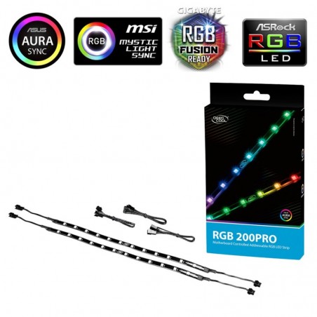 Striscia Led (2x) Deepcool 200Pro 12 LED Rgb Rainbow Addressable 3Pin 5V Installazione Magnetica