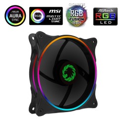 Ventola Gamemax 12RAINBOW-N Black 1100Rpm 15 Led Dual Halo Slim Rainbow Rgb 120mm 3Pin & 3Pin Rgb Sync