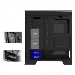 Case Atx GameMax Middle Tower Elysium Black 0.6MM SPCC 3*USB3.0/2.0 2*Fan 15 Led Blu 1*Fan Control Side Full Plexiglass