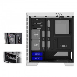 Case Atx GameMax Middle Tower Elysium White 0.6MM SPCC 3*USB3.0/2.0 2*Fan 15 Led Blu 1*Fan Control Side Full Plexiglass