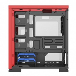 Case Micro Atx GameMax Mini Tower Expedition Red 0.6mm SPCC 3*Usb3.0/2.0 1*Fan 15 Led Red Pannello Laterale Full Plexiglass