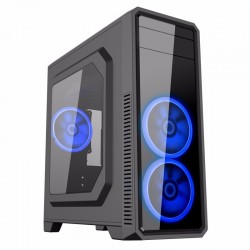 Case Atx GameMax Middle Tower G561 Black 0.5MM SPCC 3*USB3.0/2.0 3*Fan 15 LED Blu Ring Side Half Plexiglass